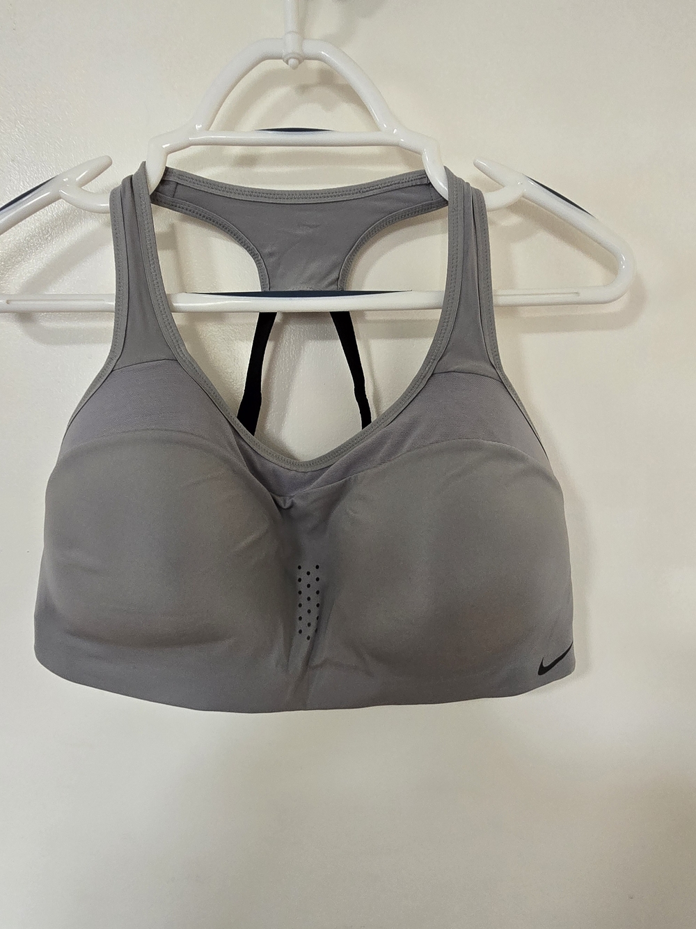 Nike Women's High Support Sports Bra Gray Racerback Adjustable Padded Size L D/E